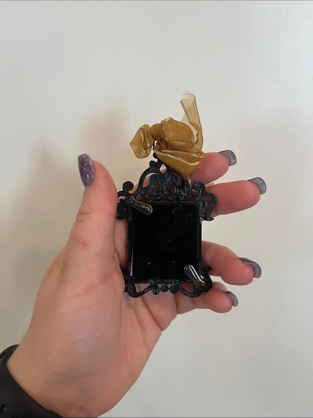 Vintage-Inspired Green and Black Jeweled Mini Picture Frame